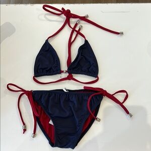 Navy and Red Kids Swim Bikini